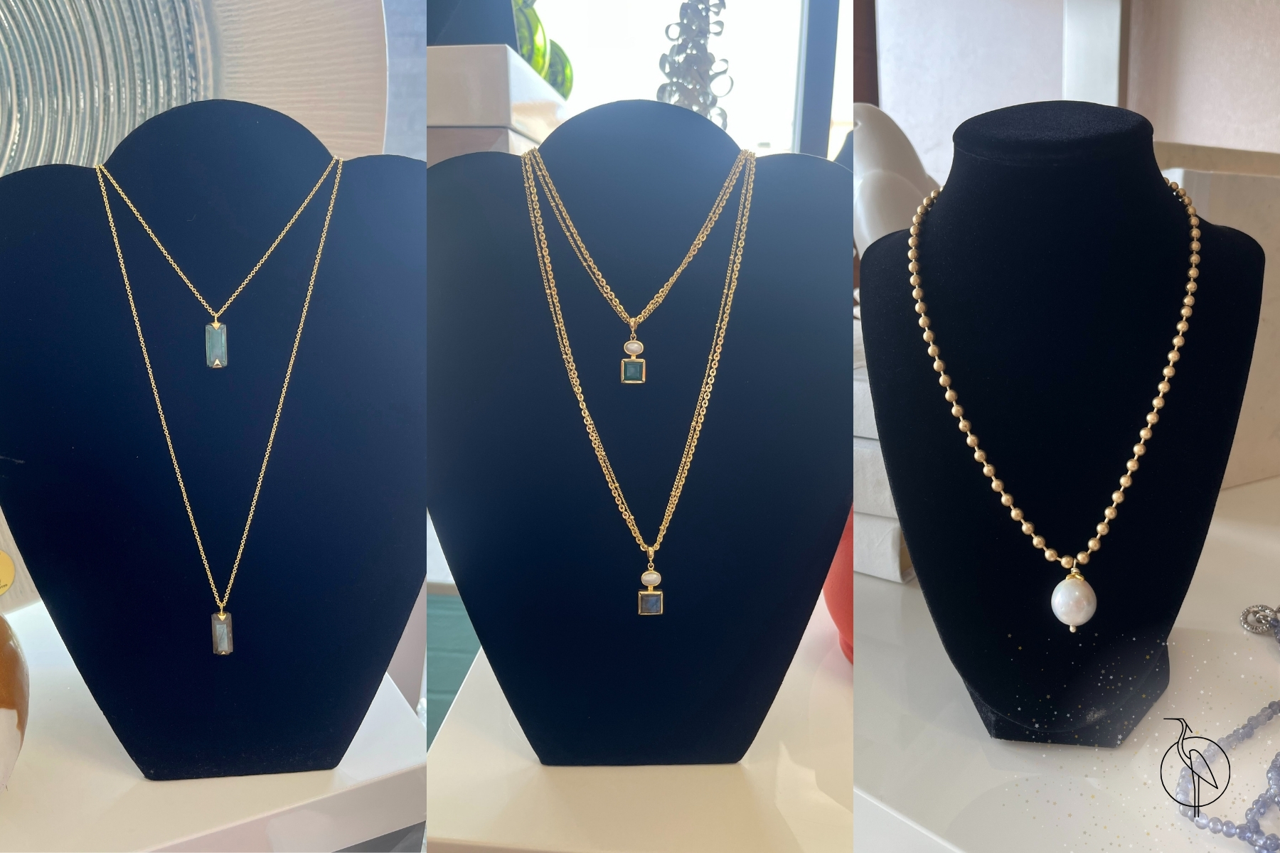 Three necklaces in a collage