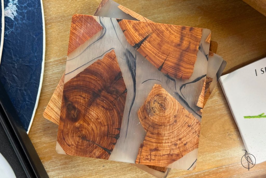 A set of coasters on a table